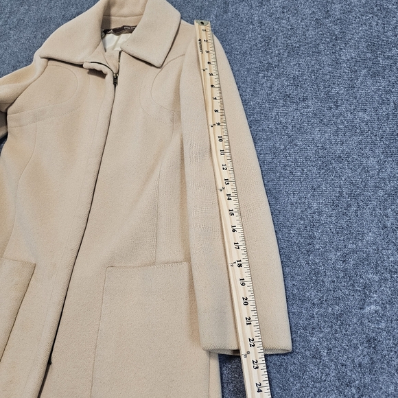 VTG HERMES Authentic WOMEN'S Tan Long Chester Coat 100% Wool Size XS Full Zip - Picture 14 of 16